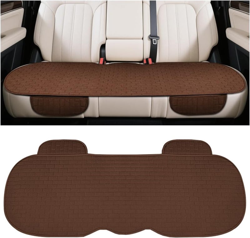 Osilly Car Back Seat Cover, Anti-Slip Long Vehicle Rear Bench Protectors with Storage Pocket, Breathable Comfortable Auto Interior Seating Bottom Protection Accessories, Universal Fit (Brown) - Image 1